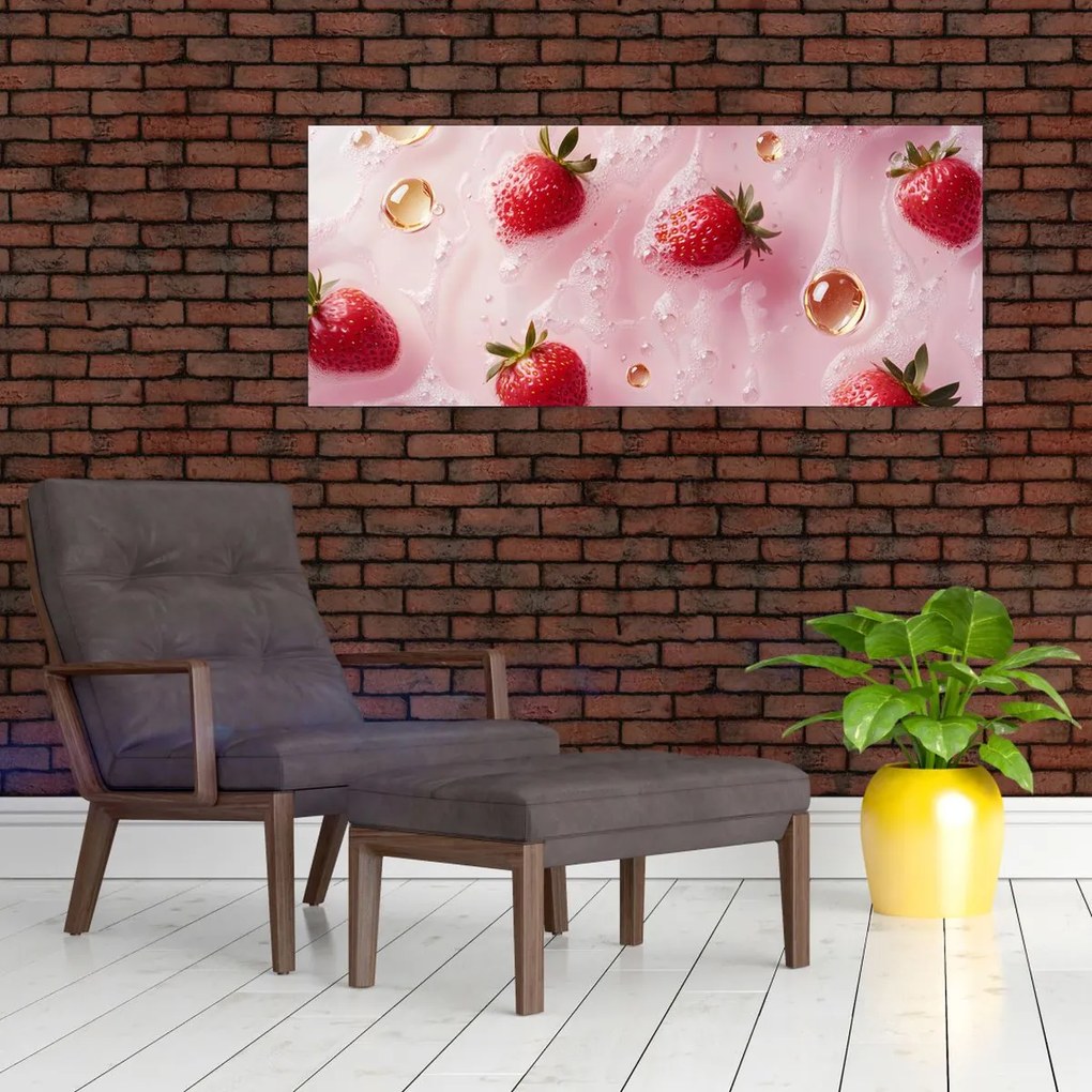 Tablou - Căpșuni în bule (120x50 cm)