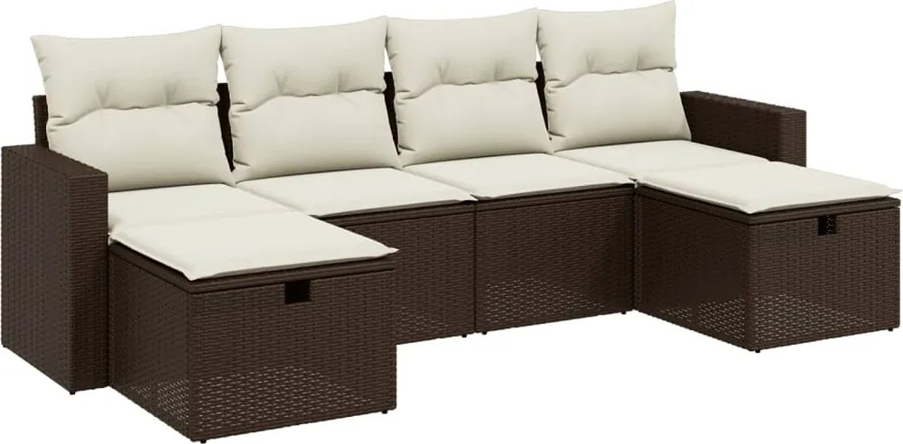 vidaXL Set canapele de grădină cu perne, 6 piese, maro, poliratan