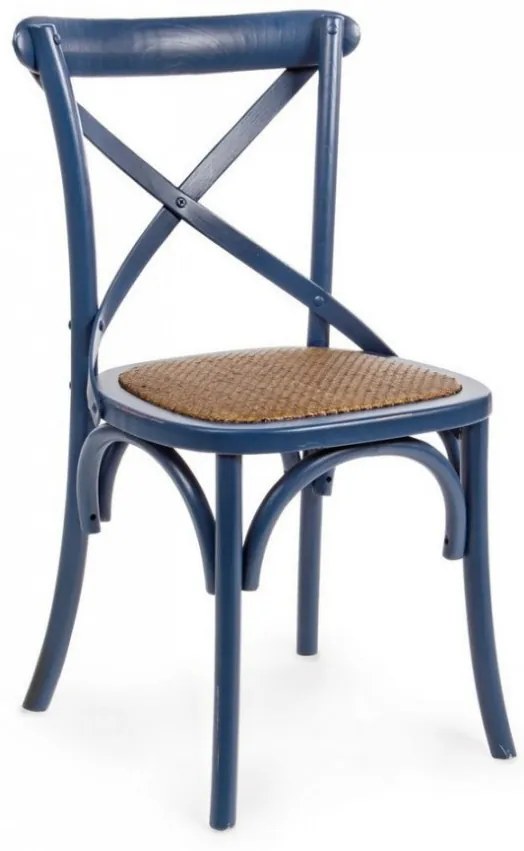 Scaun albastru din rachita si lemn de Ulm, Cross Bizzotto