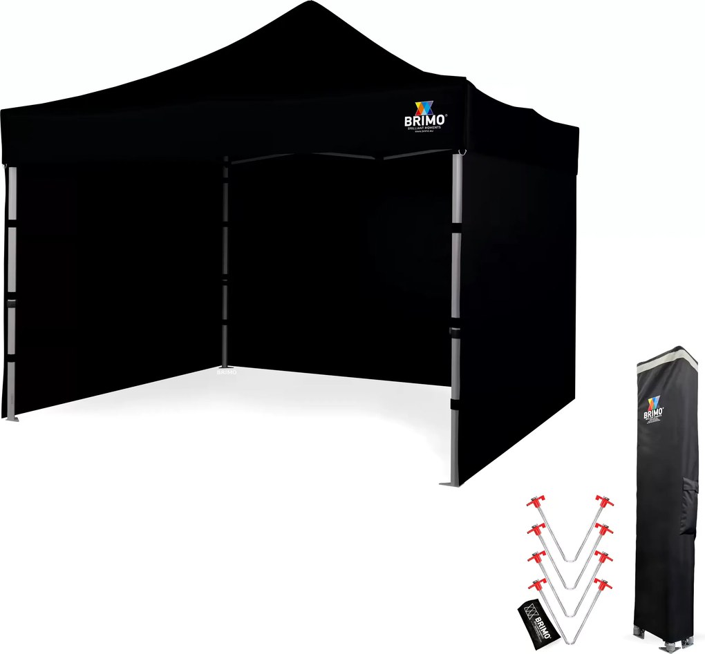 Cort de petrecere premium 3x3 m din aluminiu | Rezistență maximă - cu 3 pereți - Negru