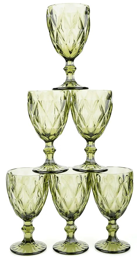 Set de pahare de vin, 6buc, 300 ml, verde, BAROLO TYPE 3