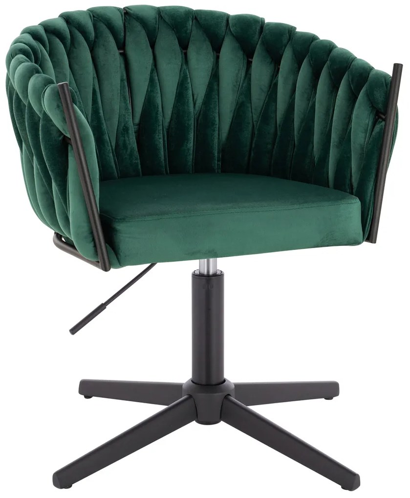 HR750CROSS Scaun Verde din Catifea cu Bază Neagră