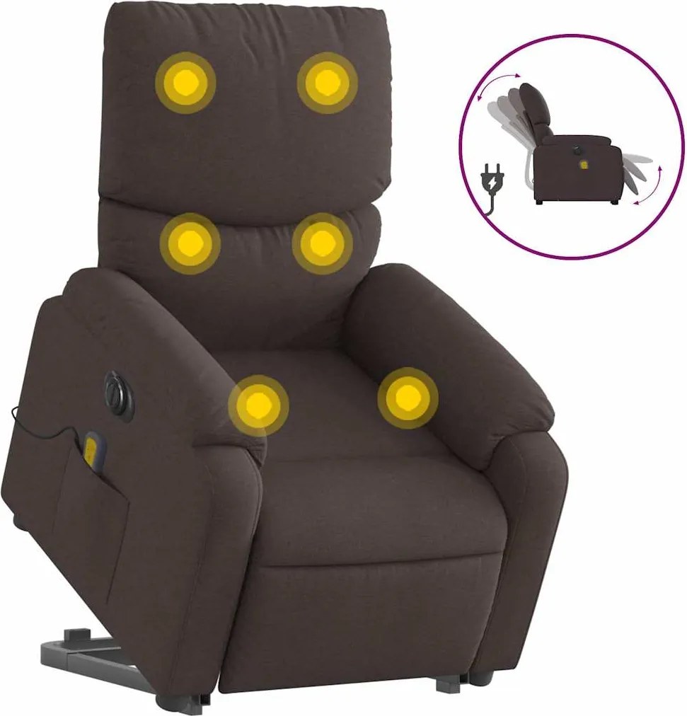 vidaXL Fotoliu electric masaj rabatabil cu ridicare maro închis textil