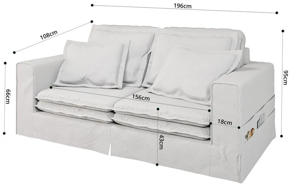 Canapea albă 196 cm Nora – Ropez