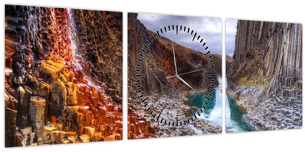 Tablou - Canionul Studlagil (cu ceas) (90x30 cm)