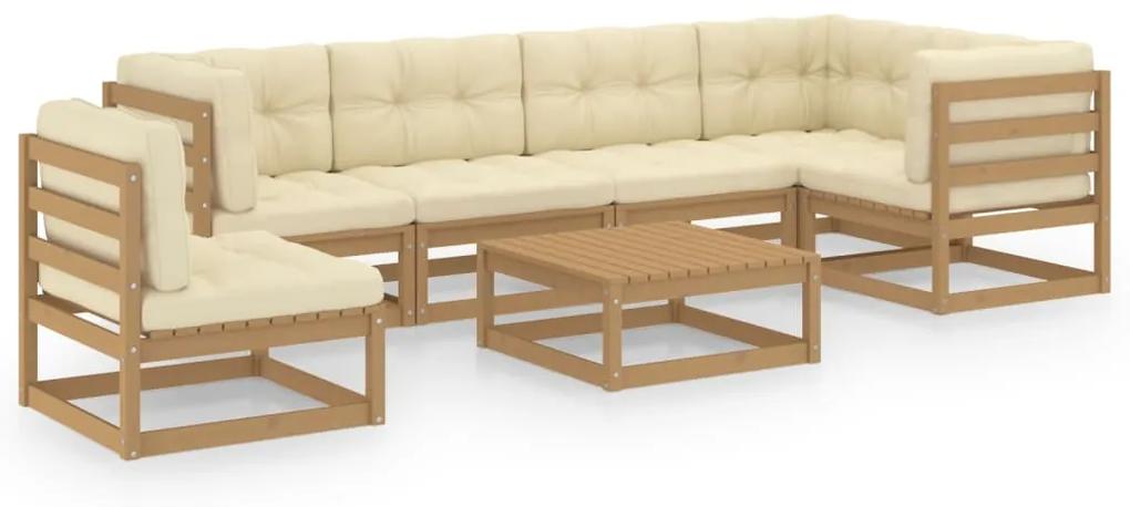 3076642 vidaXL Set mobilier de grădină cu perne, 7 piese, lemn masiv de pin