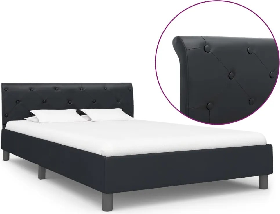 vidaXL Cadru de pat, negru, 120 x 200 cm, piele ecologică