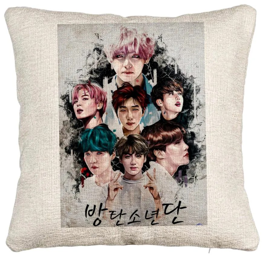 Perna Decorativa Canapea BTS Army, 40x40 cm, Cu fermoar