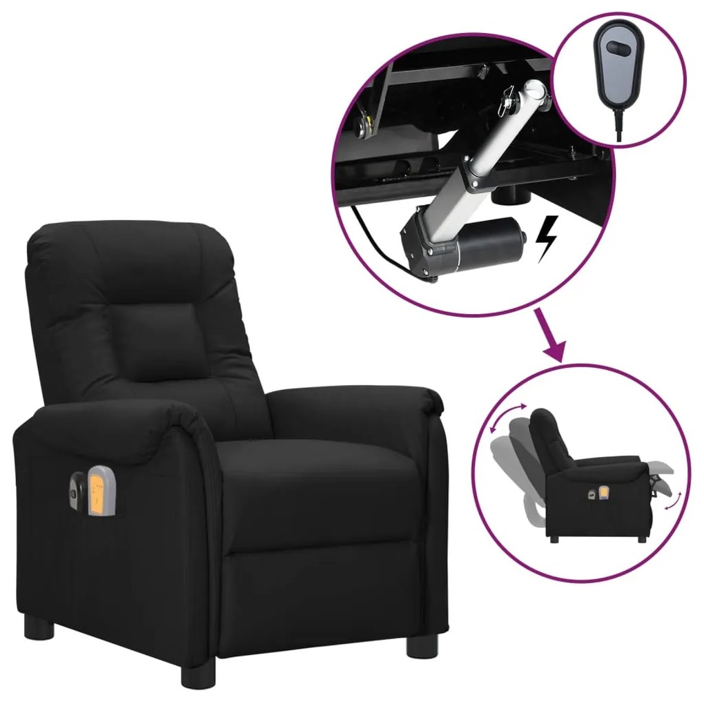 3098575 vidaXL Fotoliu de masaj electric, negru, piele ecologică