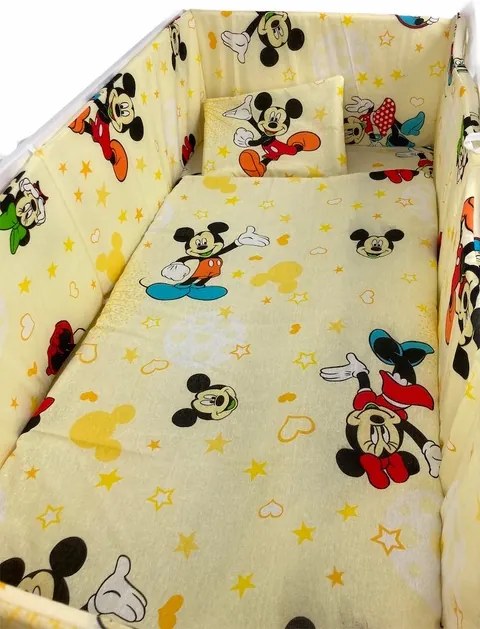 Lenjerie patut cu 5 piese Mickey Mouse 120x60 cm