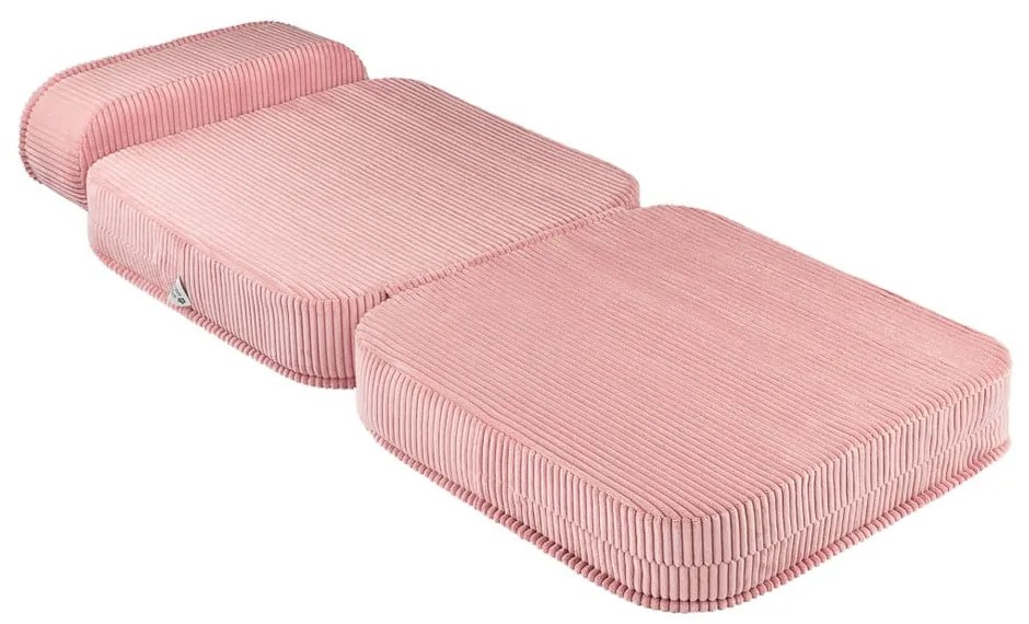 Fotoliu de copii roz cu tapițerie din catifea reiată Flip – Wigiwama