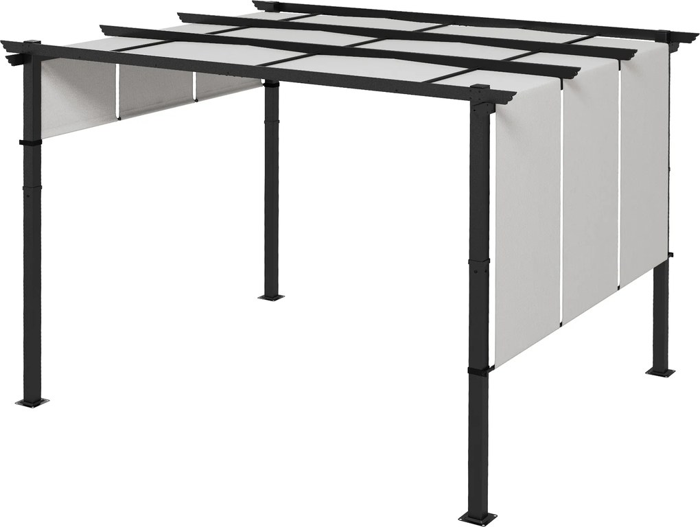 Outsunny Gazebo Pergolă pentru Grădină 3x3,5 m cu 3 Acoperișuri Reglabile, Pergolă din Oțel și Poliester Anti-UV, Gri | Aosom Romania