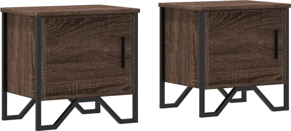 vidaXL Noptiere, 2 buc., stejar maro, 40x30x40 cm, lemn prelucrat