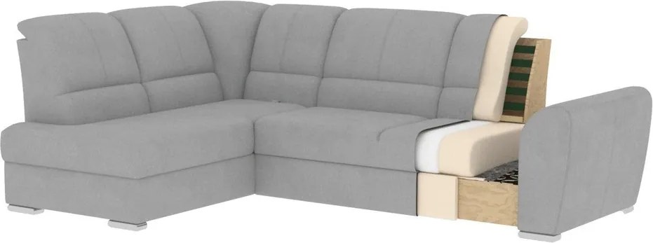 Colțar gri extensibil/cu spațiu de depozitare cu tapițerie din catifea (cu colț pe partea stângă/în formă de ”L”) Siber – ELTAP