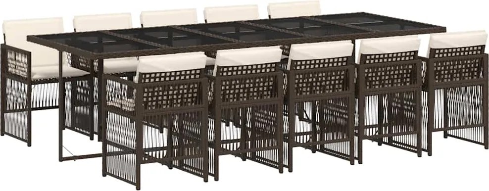 vidaXL Set mobilier de grădină cu perne, 11 piese, maro, poliratan