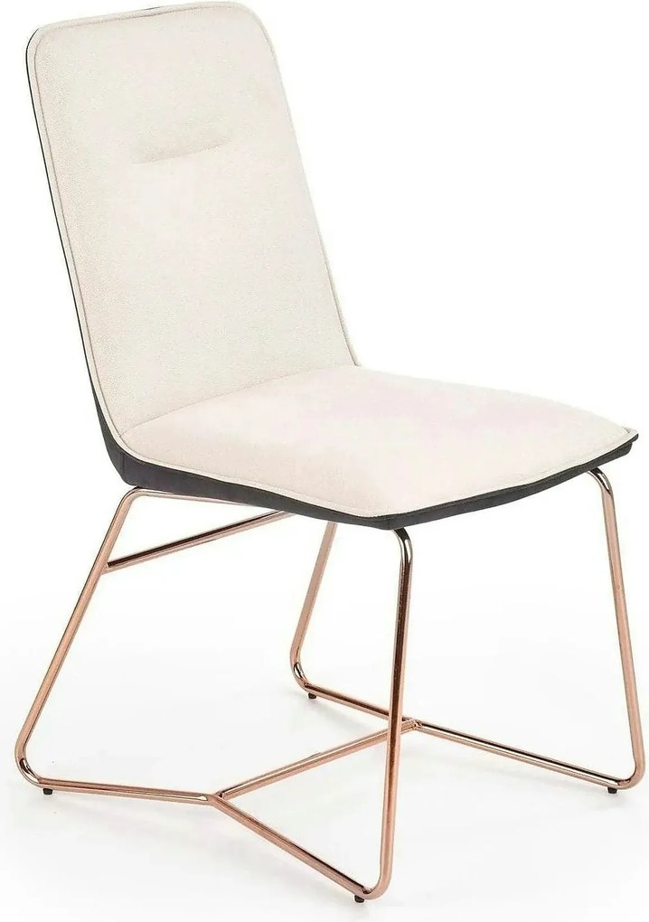 Scaun tapitat K390, crem/gri inchis/roz auriu, stofa/piele ecologica/m
