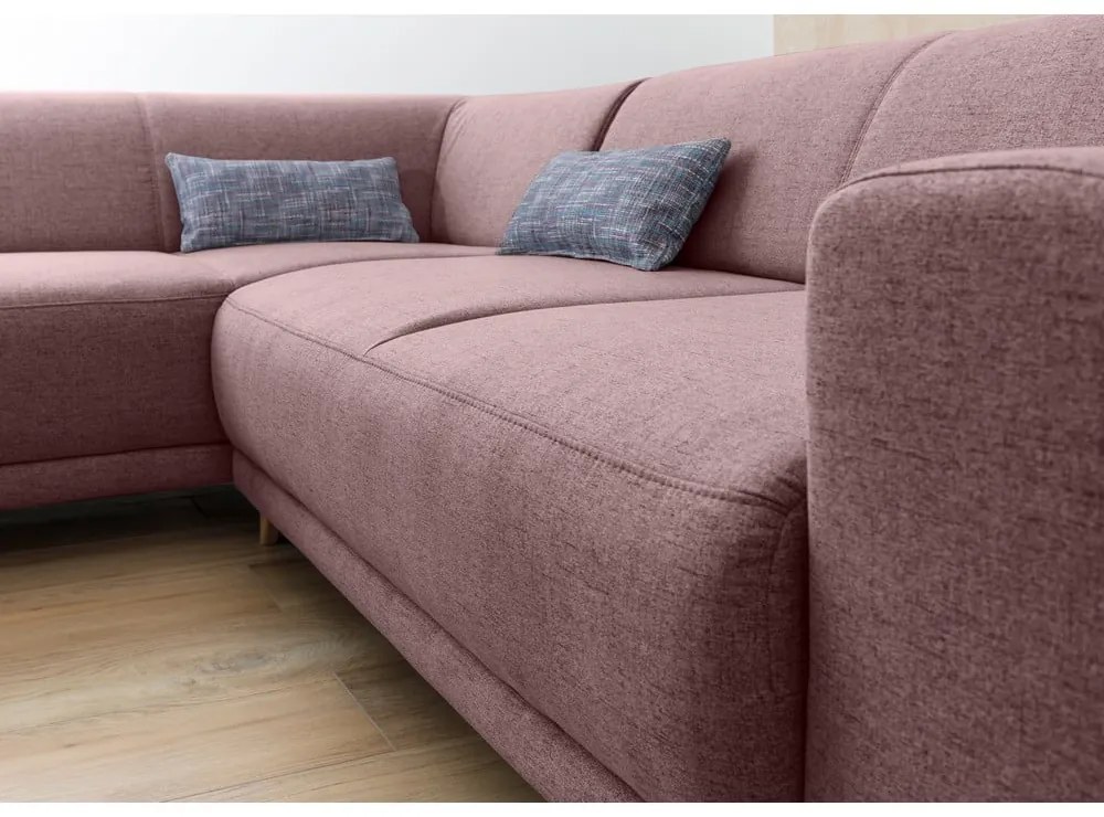 Colțar roz extensibil/cu spațiu de depozitare (cu colț pe partea stângă/în formă de ”L”) Classy Sophie – Miuform