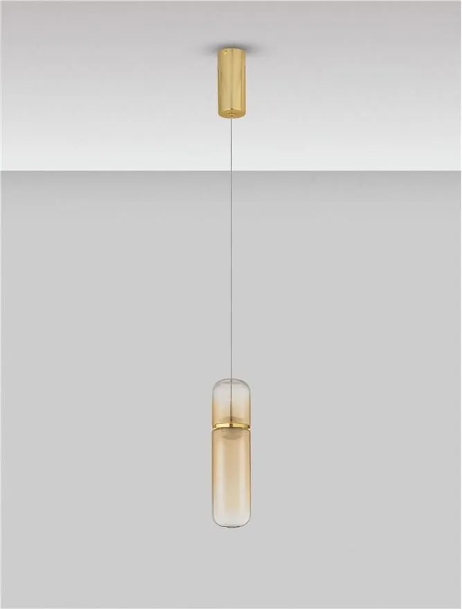 Pendul modern LED, Metal, Auriu, Sticla, Amber, Norma