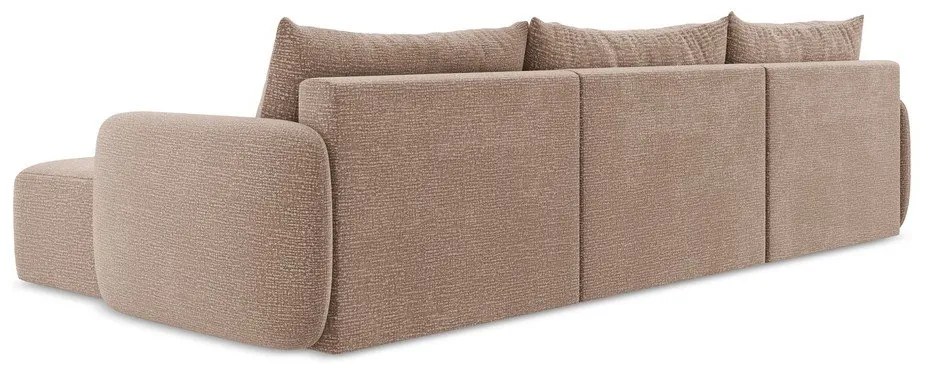 Colțar maro deschis extensibil/cu spațiu de depozitare Kalena – Makamii