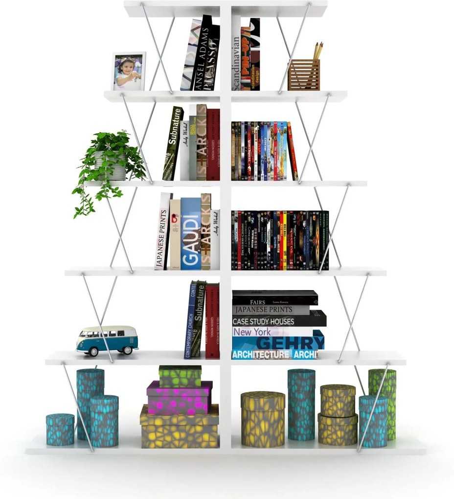 Biblioteca - Tars Mini Alb/Crom