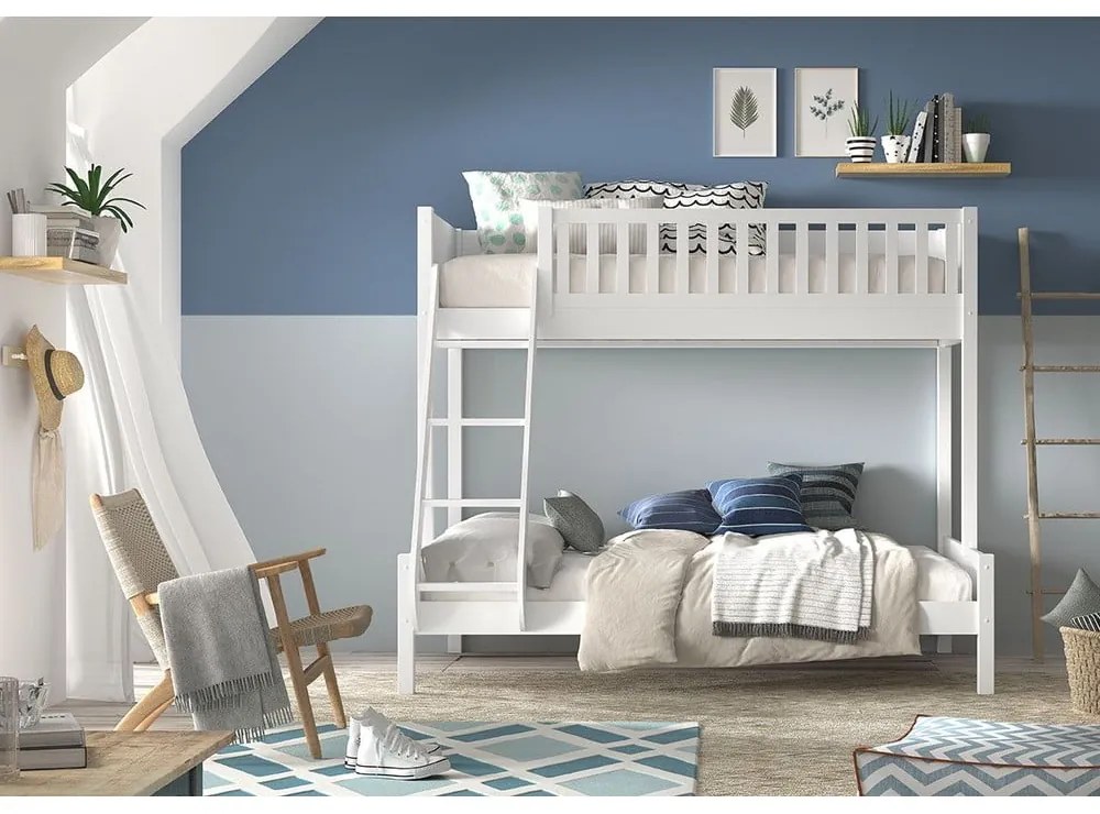 Pat pentru copii supraetajat alb 140x200/90x200 cm Scott - Vipack
