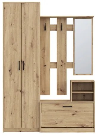 Panou pentru hol cu oglindă KAVI, stejar artisan