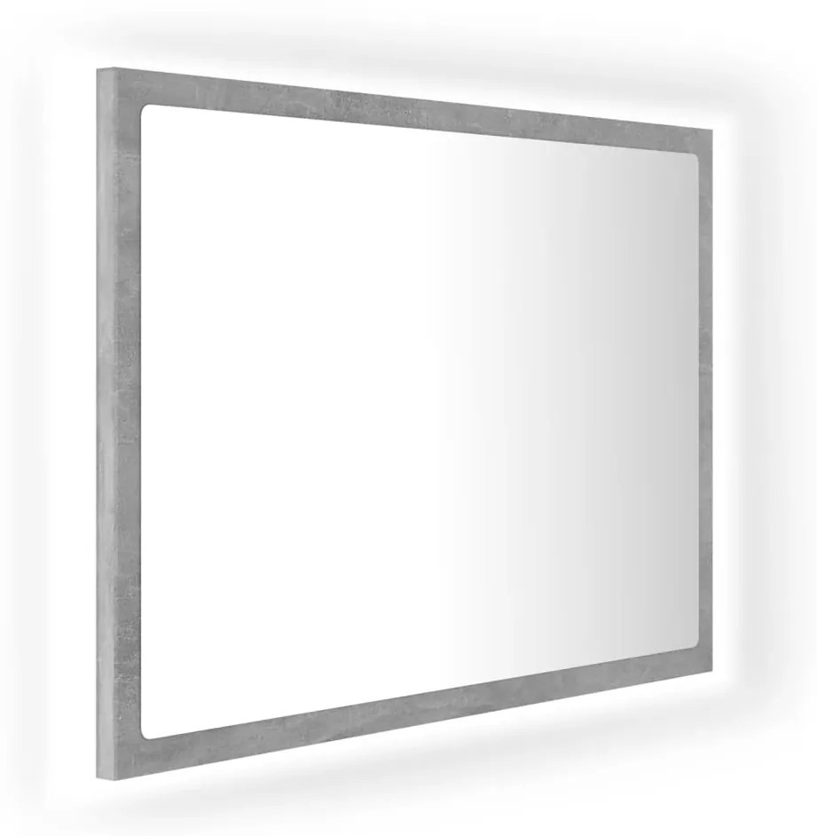 Oglinda de baie cu LED, gri beton, 60x8,5x37 cm, lemn prelucrat Gri beton