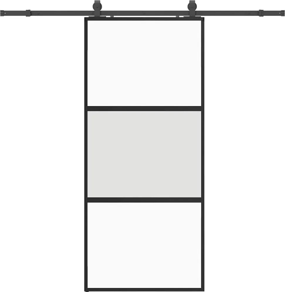vidaXL Ușă glisantă cu set feronerie neagră 90x205cm sticlă securizată