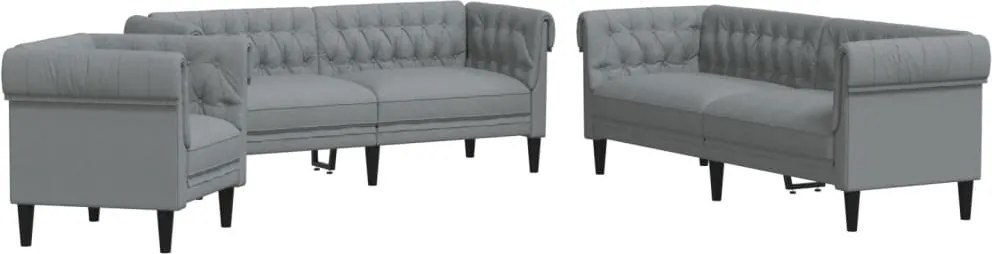 vidaXL Set de canapele, 3 piese, gri deschis, textil