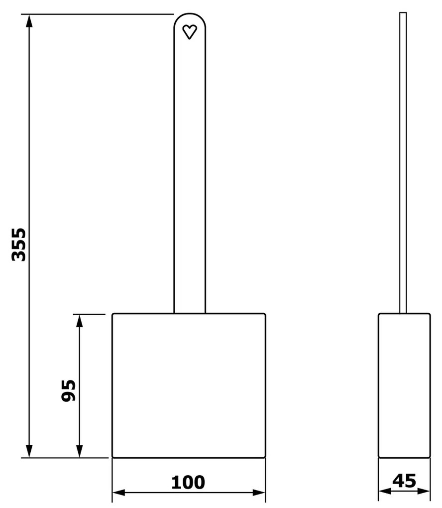 Perie din silicon AQUALINE TF010, de WC, murală/pe podea, alb