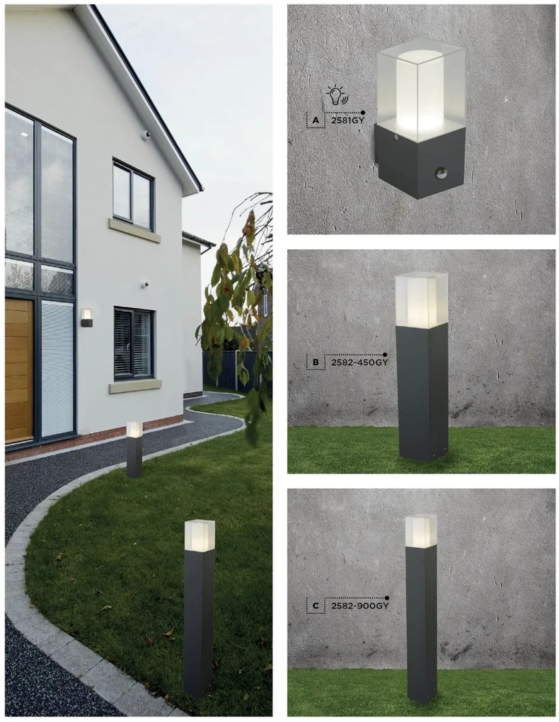 Aplica de perete exterior cu senzor de miscare Outdoor 2581GY SRT
