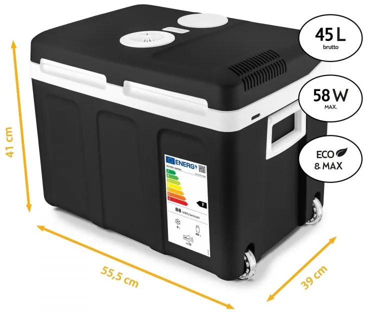 Lada frigorifica electrica First Austria FA-5170-2-BA, 58W, 40 L, Clasa F, 240/12V, Organizare interna, Negru/Alb