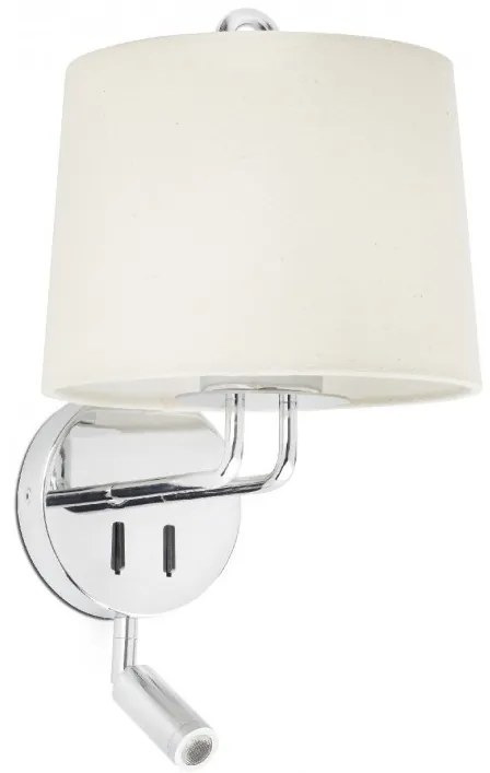 Aplica perete cu reader LED moderna design elegant MONTREAL crom/bej