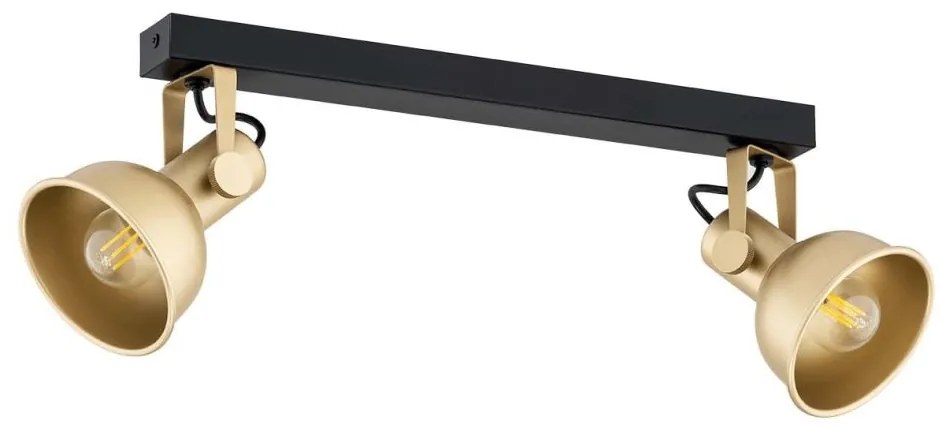Aplica de perete / tavan cu 2 spoturi directionabile design modern Lenora auriu, negru