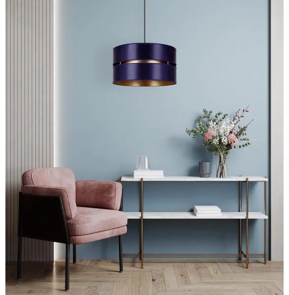 Lustră pe cablu Duolla DUO 1xE27/15W/230V d. 40 cm albastru/auriu