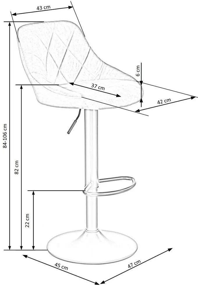 Scaun de bar Archer, gri/negru