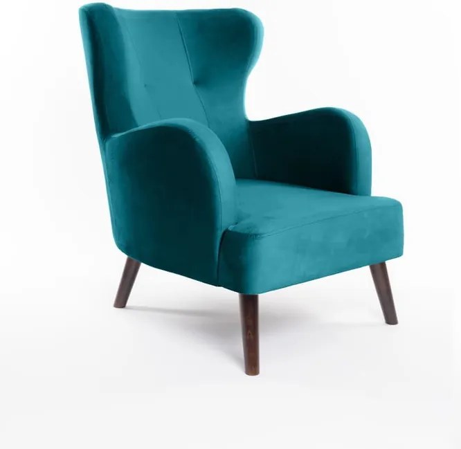 Fotoliu turcoaz wing cu tapițerie din catifea Noemye – Bonami Selection