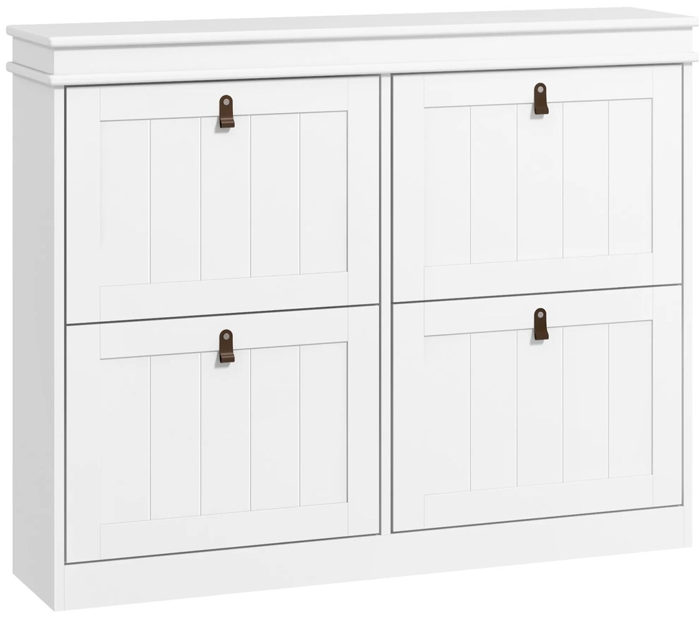 HOMCOM Zapatero Estrecho con 4 Puertas Abatibles y Estantes Ajustables para 20 Pares de Zapatos con Antivuelco 105x24x82,5 cm | Aosom Romania