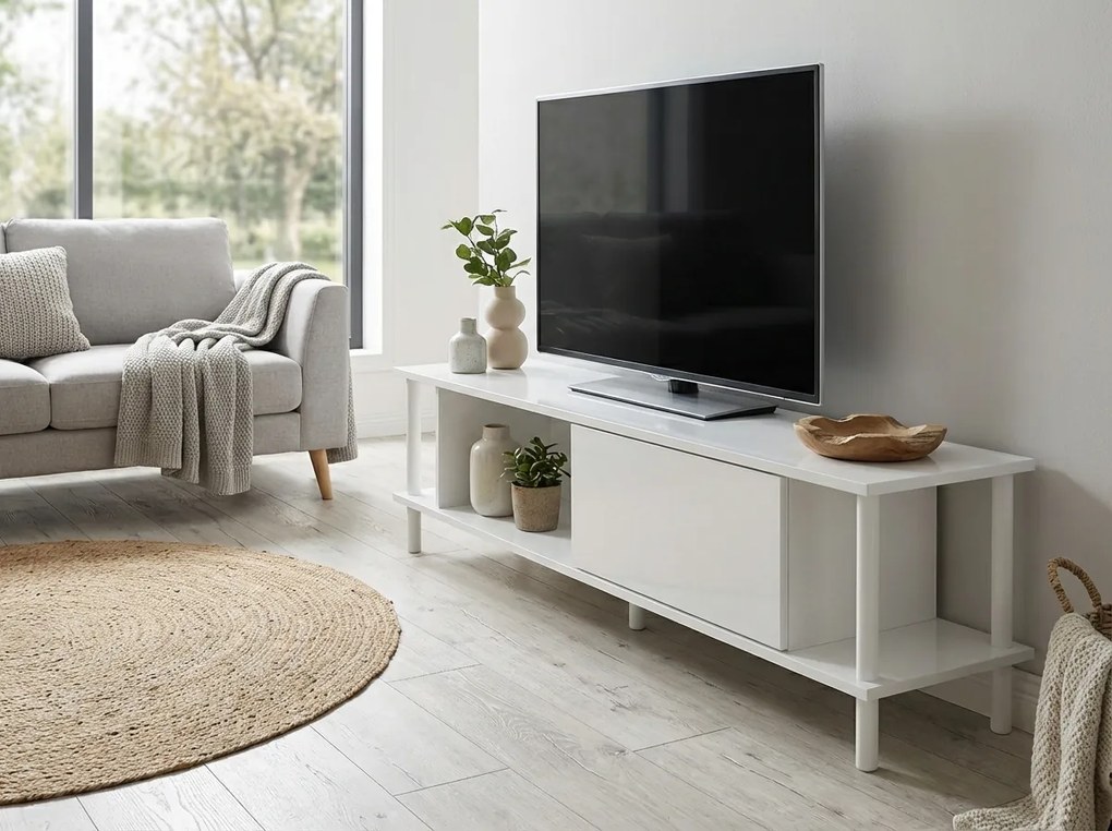 OFERTA Comoda TV PARIS 150 cm, alb II. calitate