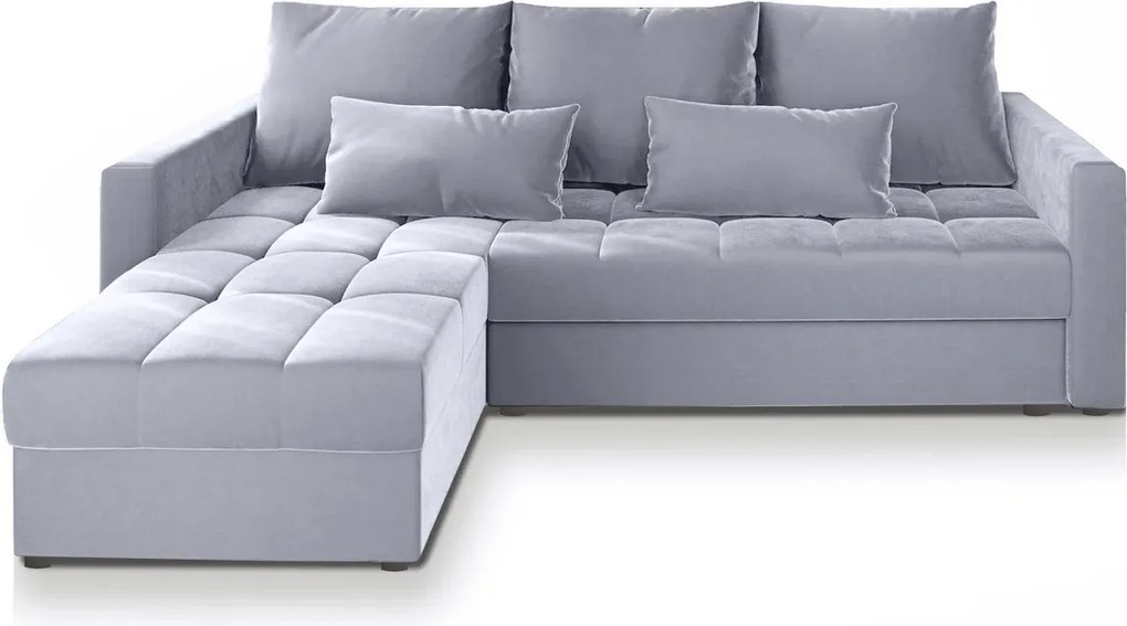 OFERTA Canapea de coltar extensibila ZENOVA gri deschis 220x140 cm, reversibila calitatea II