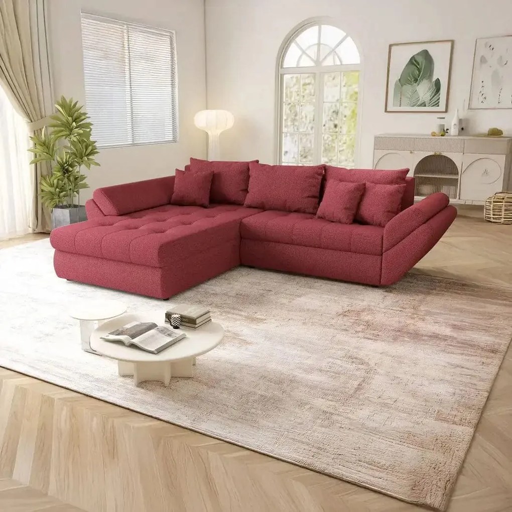 Colțar extensibil dumonde cu ladă de depozitare si sezut confortabil din spuma high-density, Loana Enjoy Winery 270x185 cm