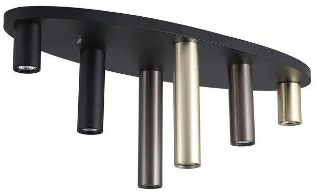 Plafoniera neagra cu 6 spoturi GU10 Tubes