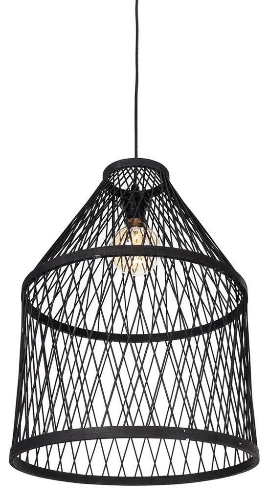 Lampă suspendată rustică pentru exterior din ratan negru cu 3 lumini - Calamus