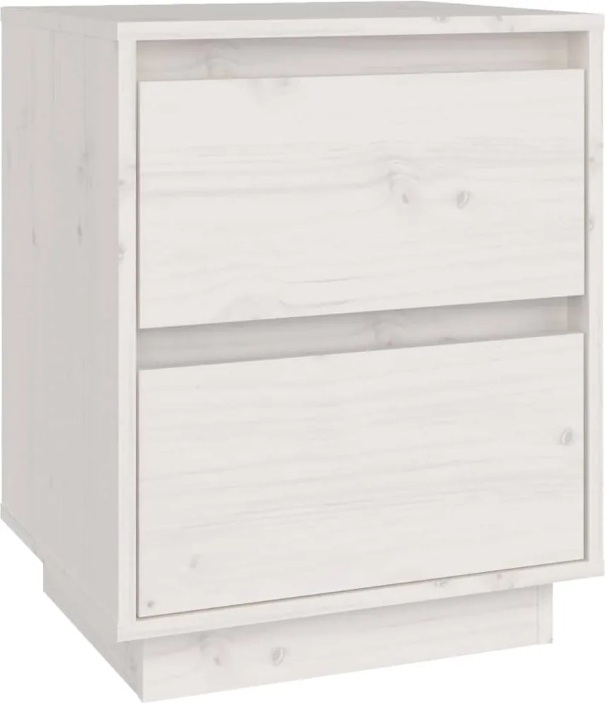 vidaXL Noptieră, alb, 40x35x50 cm, lemn masiv de pin