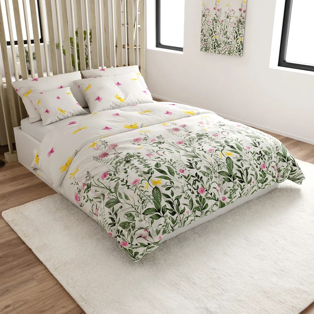 Lenjerie de pat din bumbac SUMMER MEADOW alba Dimensiune lenjerie de pat: 70 x 90 cm | 140 x 200 cm