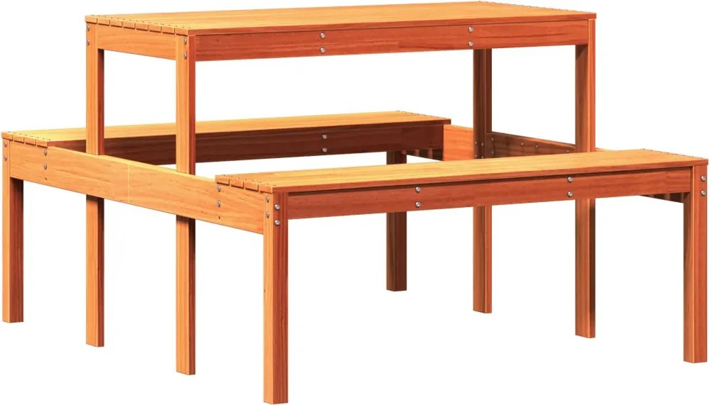 vidaXL Masă de picnic, maro ceruit, 110x134x75 cm, lemn masiv pin