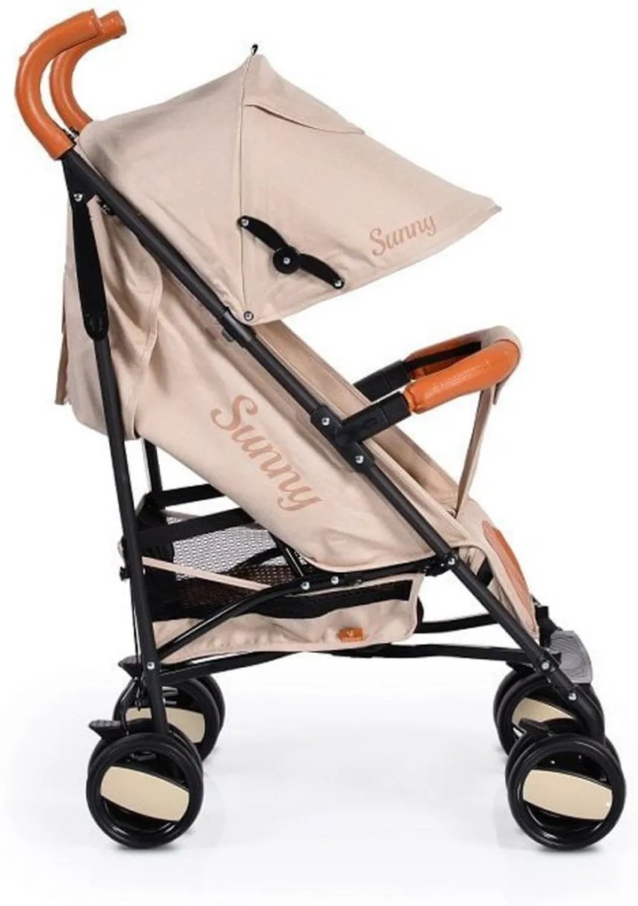 Carucior sport tip umbrela NOVOKIDS™ Sunny, Spatar reglabil 3 trepte, Cadru aluminiu, Insertii piele, Amortizoare, Frana picior,Pliabil, Crem
