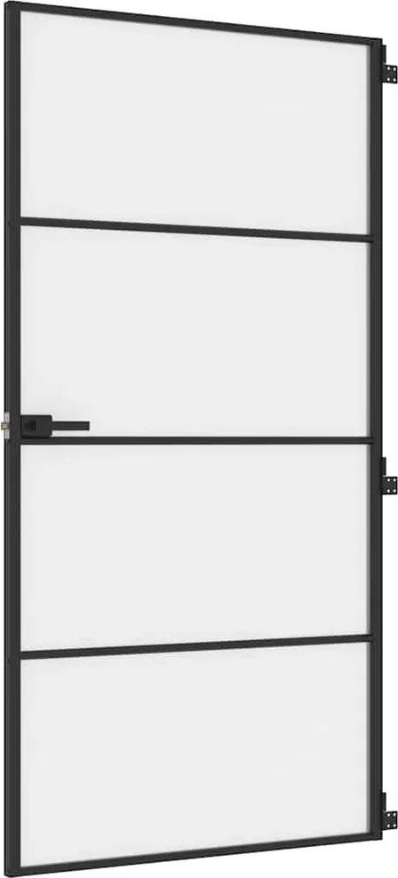 vidaXL Ușă interior negru 102,5x201,5 cm sticlă securiz./aluminiu slim