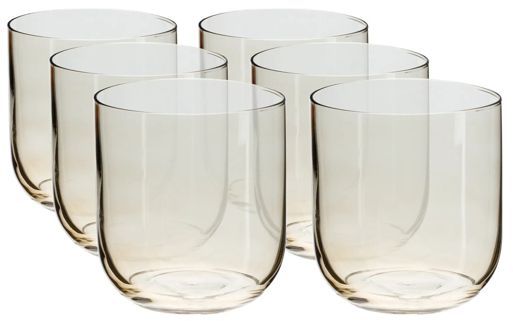 Pahare de apă, set de 6, 360 ml, maro deschis fumuriu, LILO TIP 5