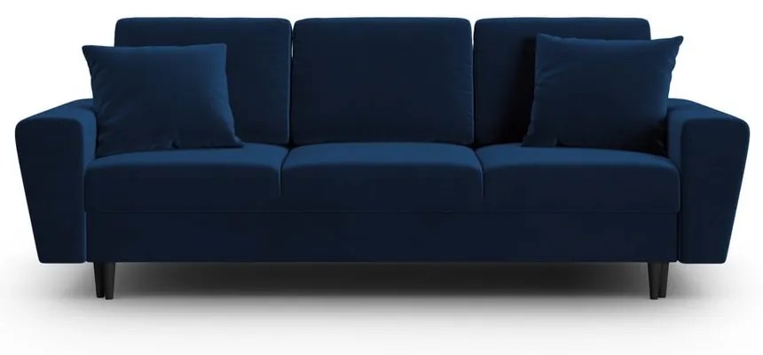 Canapea albastră extensibilă, cu spațiu de depozitare cu tapițerie din catifea 235 cm Kyoto – Cosmopolitan Design